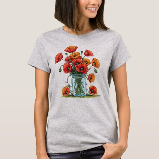 Poppies in een pot graphics t-shirt (Voorkant)