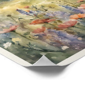 Poppies in het veld bergen natuurlijke scène poster (Hoek)