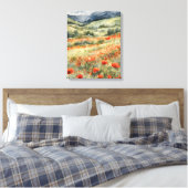 Poppies in het veld Natuurlijke Scène Canvas Afdruk (Insitu (Slaapkamer))