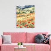 Poppies in het veld Natuurlijke Scène Canvas Afdruk (Insitu (Woonkamer))