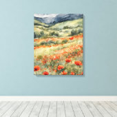 Poppies in het veld Natuurlijke Scène Canvas Afdruk (Insitu (Houten vloer))