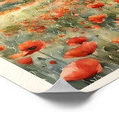 Poppies in het veld Natuurlijke Scène Waterverf Poster (Hoek)