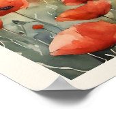 Poppies in het veld Natuurlijke Scène Waterverf Poster (Hoek)