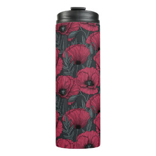 Poppies in Viva Magenta Thermal Tumbler Thermosbeker