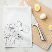 Poppies Ink Sketch Kitchen Towel Theedoek (Quarter Fold)