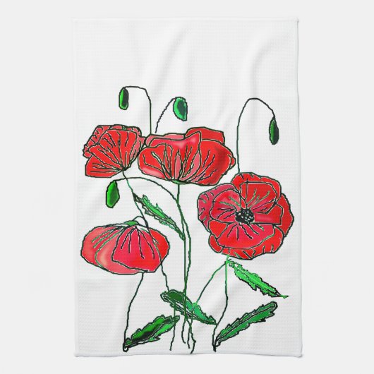 Poppies Kitchen Towel Theedoek (Verticaal)