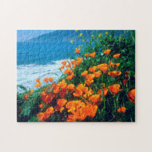 Poppies langs de kust van de Stille Oceaan nabij d Legpuzzel