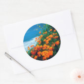 Poppies langs de kust van de Stille Oceaan nabij d Ronde Sticker (Envelop)