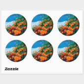 Poppies langs de kust van de Stille Oceaan nabij d Ronde Sticker (Vel)