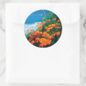 Poppies langs de kust van de Stille Oceaan nabij d Ronde Sticker (Tas)