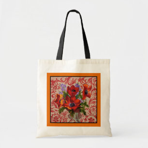 Poppies met een Oranje Border Canvas tas