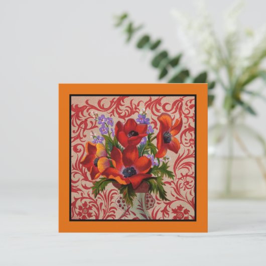 Poppies met een Oranje grensuitnodiging Kaart (Staand voorkant)