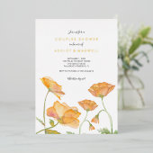 Poppies met Sinaasappel Waterverf Folie Uitnodiging (Staand Voorkant)