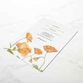 Poppies met Sinaasappel Waterverf Folie Uitnodiging (Gedraaid)