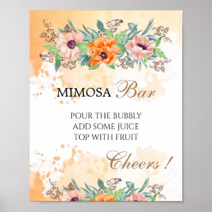 Poppies mimosa bar bruiloft signeerkaart poster