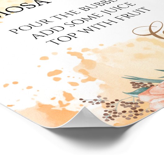 Poppies mimosa bar bruiloftsbord sign poster (Hoek)