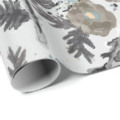 Poppies Modern Grey Waterverf Floral Pattern Cadeaupapier (Rol Hoek)