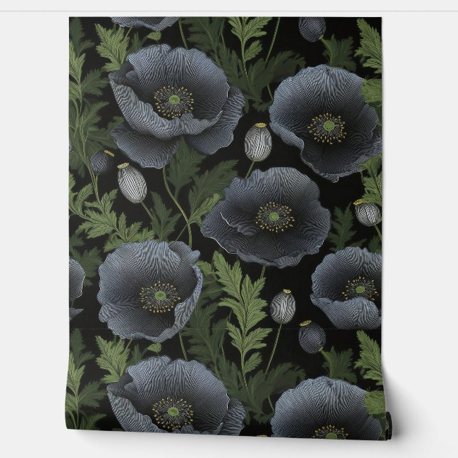 Poppies Noir Behang (Afrollen)