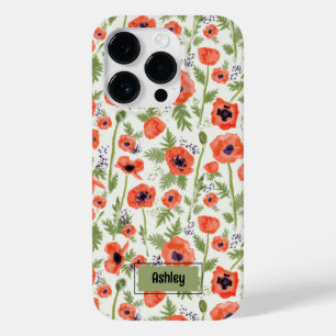 Poppies Oranje Floral Pattern Case-Mate iPhone 14 Pro Hoesje