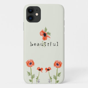 Poppies Oranje Waterverf Floral met naam Case-Mate iPhone Case