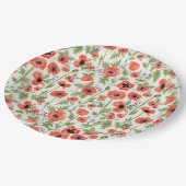 Poppies Oranje Waterverf Floral Pattern Papieren Bordje (Gekanteld)