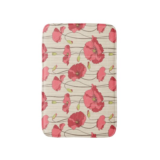 Poppies Patroon Retro Badmat (Voorkant Verticaal)