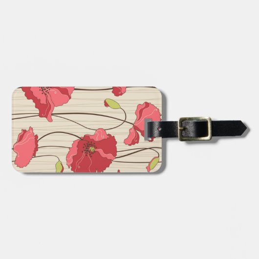 Poppies Patroon Retro Bagagelabel (Voorkant horizontaal)