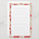 Poppies Patroon Retro Briefpapier (Voorkant / Achterkant)