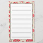 Poppies Patroon Retro Briefpapier (Voorkant)