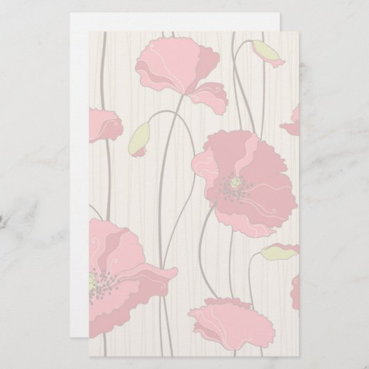 Poppies Patroon Retro Briefpapier (Voorkant / Achterkant)
