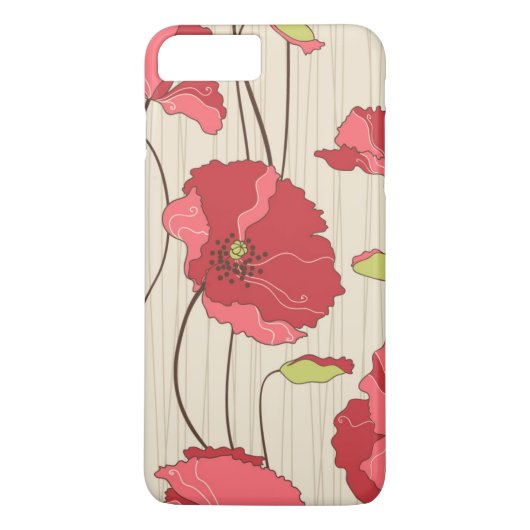 Poppies Patroon Retro Case-Mate iPhone Case (Achterkant)