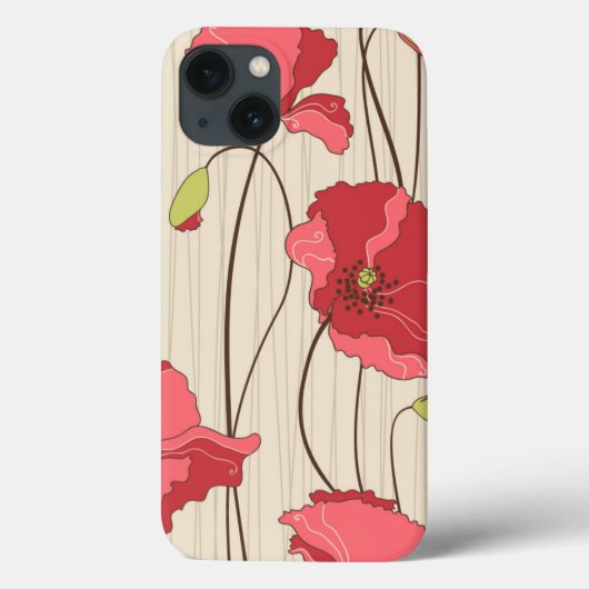Poppies Patroon Retro Case-Mate iPhone Case (Achterkant)