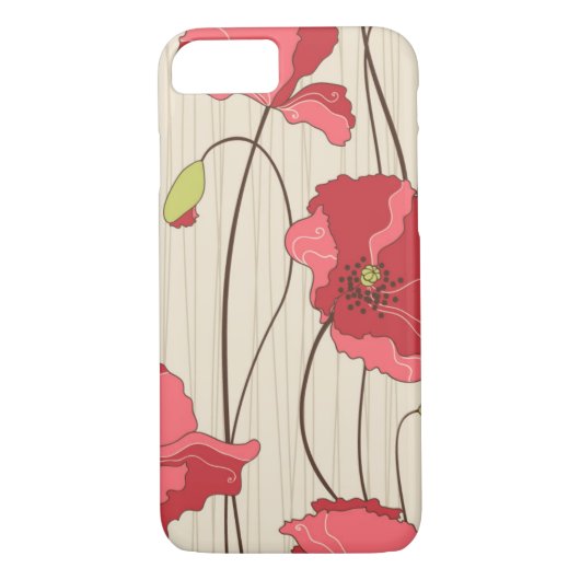 Poppies Patroon Retro Case-Mate iPhone Case (Achterkant)