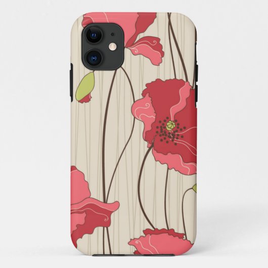Poppies Patroon Retro Case-Mate iPhone Case (Achterkant)