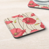 Poppies Patroon Retro Drankjes Onderzetter (Linkerzijde)