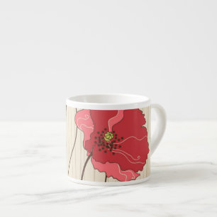 Poppies Patroon Retro Espresso Kop
