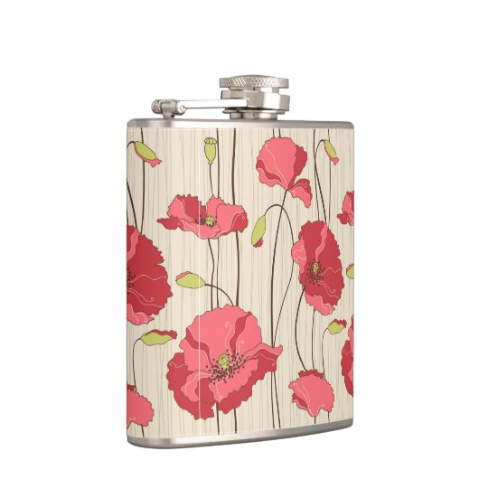 Poppies Patroon Retro Heupfles (Rechts)