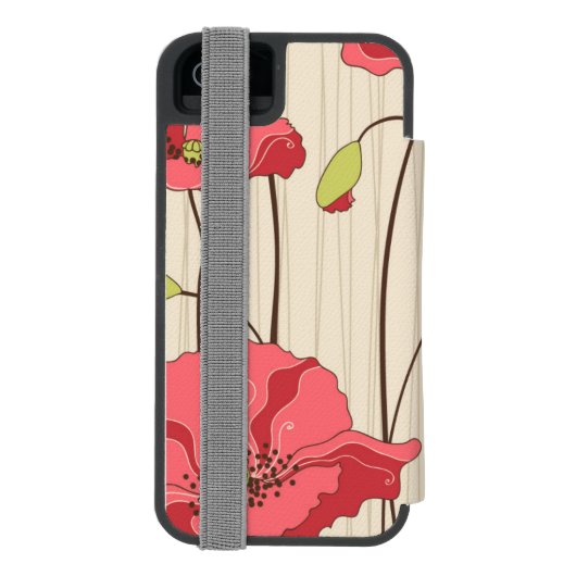 Poppies Patroon Retro Incipio iPhone Portemonnee Hoesje (Agenda Achterkant)