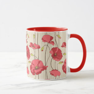Poppies Patroon Retro Mok