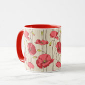 Poppies Patroon Retro Mok (Voorkant links)