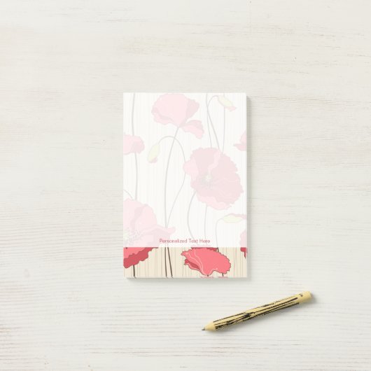 Poppies Patroon Retro Post-it® Notes (Op bureau)