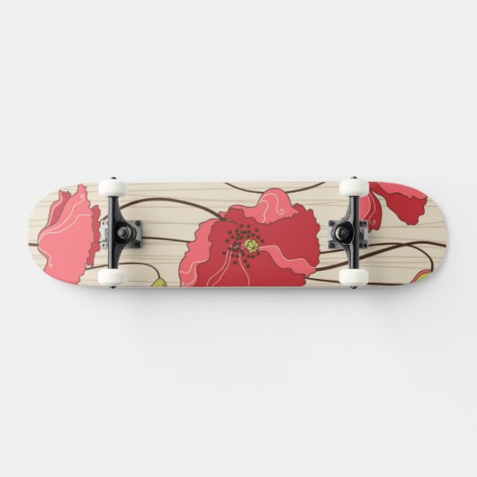Poppies Patroon Retro Skateboard (Horizontaal)