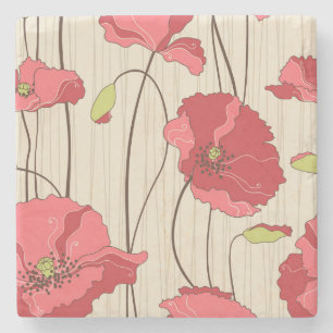 Poppies Patroon Retro Stenen Onderzetter