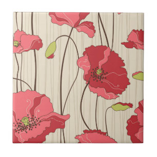 Poppies Patroon Retro Tegeltje