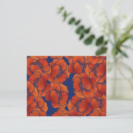 Poppies Pattern Art Poppy Briefkaart (Staand voorkant)