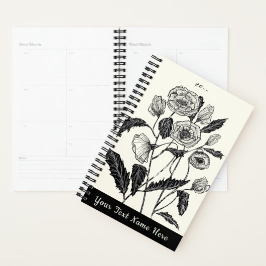 Poppies Planner Aangepaste kleur en tekstjaar (Display)