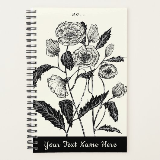 Poppies Planner Aangepaste kleur en tekstjaar (Voorkant)