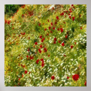 Poppies Pointillisme Style Abstracte kunst Poster