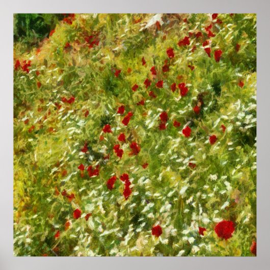 Poppies Pointillisme Style Abstracte kunst Poster (Voorkant)