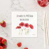Poppies Poppy flower waterverf Red Rustic Wedding Servet (Insitu)